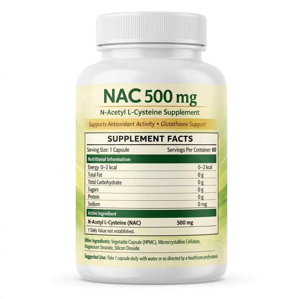 NAC 500 mg (N-Acetyl L-Cysteine) Capsules – Antioxidant, Glutathione &  Liver Support Supplement | Respiratory Health