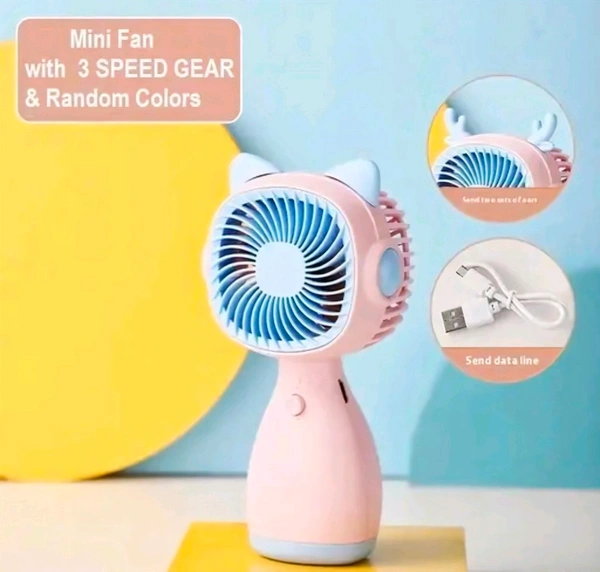 Mini Portable Usb Hand Fan or DC Fan - 3 Speed Modes Handheld Fan for Summer With  Rechargable Hand fan for Women| Portable Fan for Makeup,Kitchen, Indoor,Outdoor,Travel 1pc (Multicolor Aryaecom)