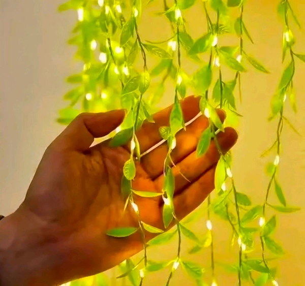Artificial Leaf Curtain LED String Light, 200 LEDs, 8 Modes| Festival decoration light| Diwali light (Aryaecom)