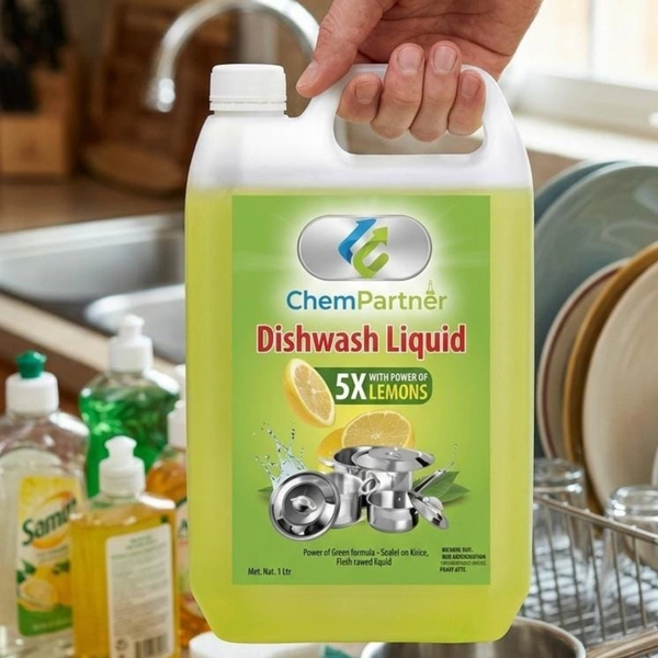 CHEMPARTNER ChemPartner Dishwashing Liquid โ 5X Lemon Power, 1L Bottle, Tough on Grease, Gentle on Hands