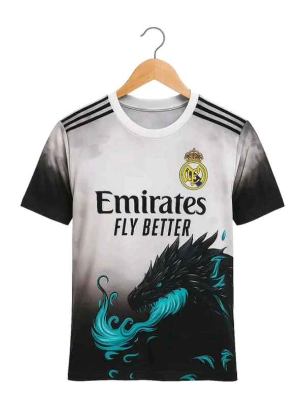 A unique dragon graphic breathing blue flames on the front