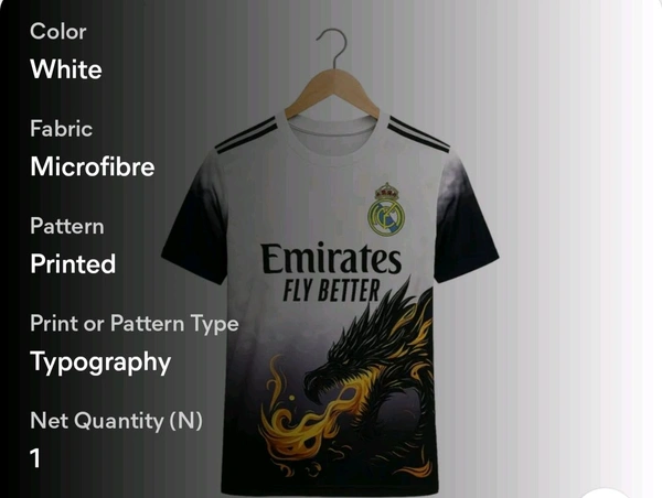 🐉 Real Madrid Dragon Flame Jersey – Limited Edition
- golden, XS