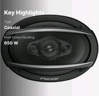 Pioneer TS-A941FH 6"x9" 650W Max 4-Way Coaxial Car Speaker set.