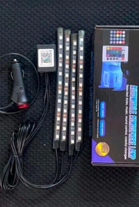 Atmosphere Lights with 12x4 LED Strip Light 48 LEDs, DC 12V Multicolour Interior Ambient Lighting Kit Featuring Sound Active Function, Wireless Remote Control Works for All car