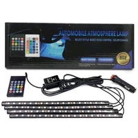 Atmosphere Lights with 12x4 LED Strip Light 48 LEDs, DC 12V Multicolour Interior Ambient Lighting Kit Featuring Sound Active Function, Wireless Remote Control Works for All car
