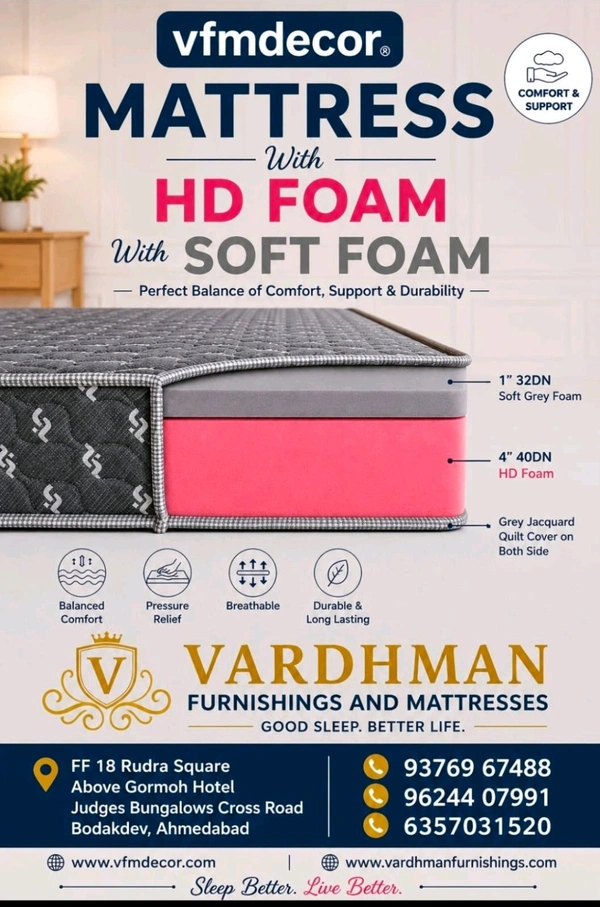 Vfm Decor Orthopaedic mattress 5 Inch With 10 Years Warranty At Wholesale Rate In Ahmedabad Gujarat India - 72 X 36 X 5