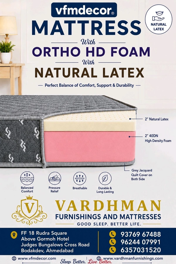 Vfm Decor Vfmdecor mattress With Natural Latex With Hr Foam 6 Inch Mattress In Ahmedabad Gujarat India - 72 X 36 X 6