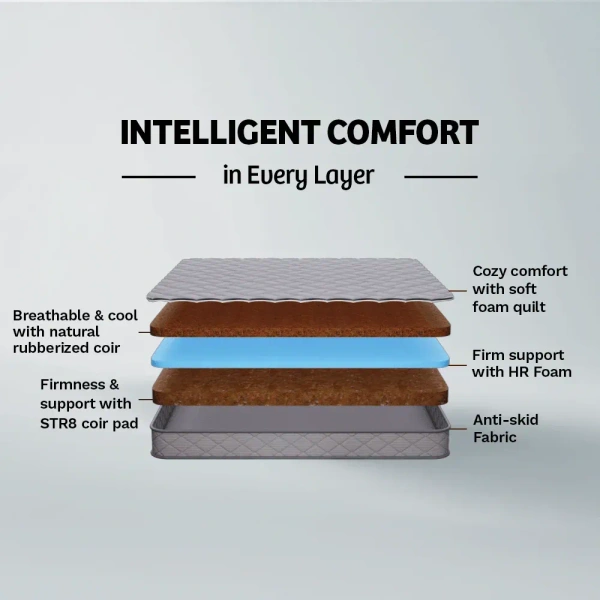 Kurlon Mattresses Kurlon Klassic Popular 6 inch Mattressess - 6 years warranty Natural Coir mattress In Ahmedabad Gujarat India - Gray, 72 X 36 x 6