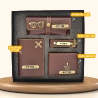 Personalized Nexon Leather All in One Men's Combo (4 pcs) - Brown - Brown