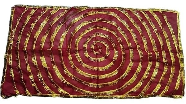 Mata Ki Chunri 2 Meter | Red Chunri with Golden Border & Spiral Design for Pooja and Navratri - 2 Meter, Red