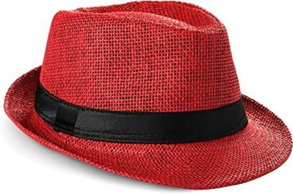 The VITALORA Fedora Hat for Sun Protection Beach Hat for Men and Women (Free Size) - FREE, Red