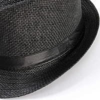 Unisex Summer Straw Fedora Hat – Lightweight Breathable Sun Hat with Stylish Band for Men & Women - 57-58, Black