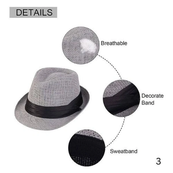 Unisex Summer Straw Fedora Hat – Lightweight Breathable Sun Hat with Stylish Band for Men & Women - 57-58, Red