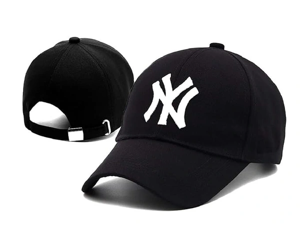 A Unisex NY Baseball Cap Comfortable Adjustable Cap with Stylish Design NY Sports caps for Men, with Adjustable Strap in Summer for Men, Sports Caps for Men & Women Black - Free, Black
