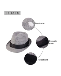 Unisex Summer Straw Fedora Hat – Lightweight Breathable Sun Hat with Stylish Band for Men & Women - 57-58, Red