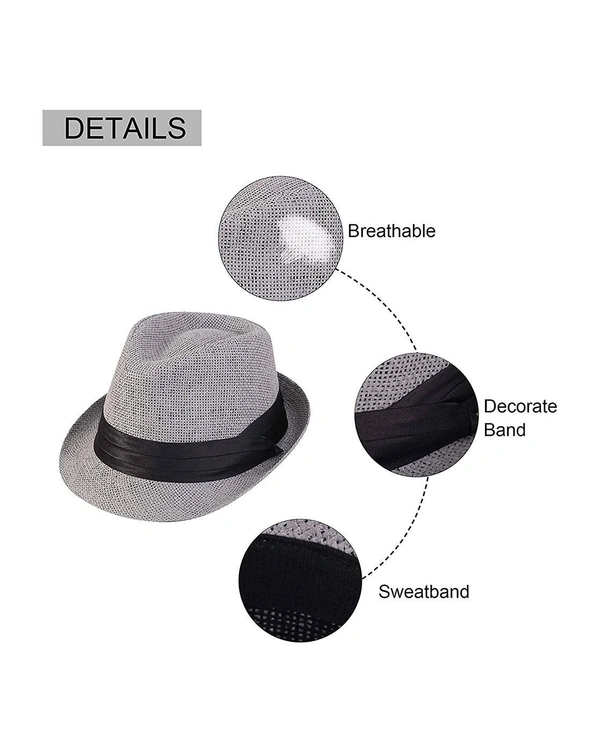 Unisex Summer Straw Fedora Hat – Lightweight Breathable Sun Hat with Stylish Band for Men & Women - 57-58, Red