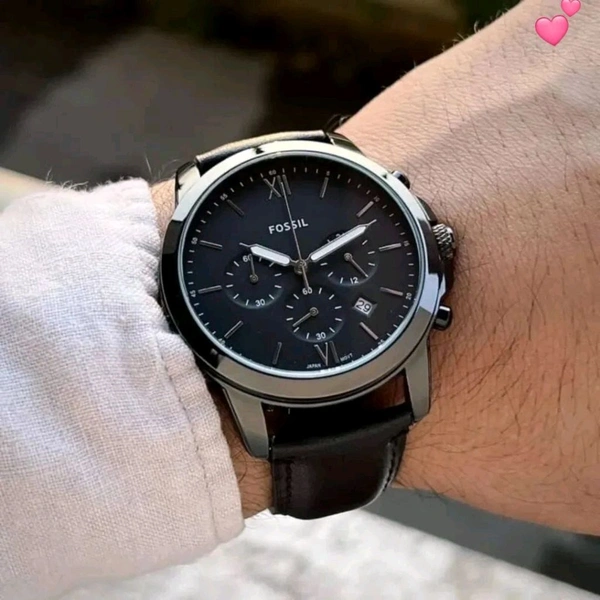 Fossil FOSSIL For men , 7A-Heavy lethar strap -Working Chronograph -Slim Fit Dial