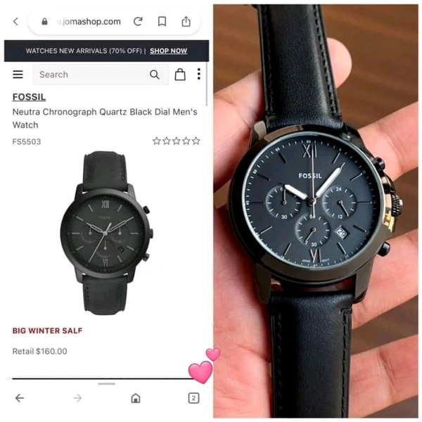 Fossil FOSSIL For men , 7A-Heavy lethar strap -Working Chronograph -Slim Fit Dial