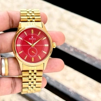 42mm Premium Analog Chronograph Watch for Men | Rust-Proof Gold Stainless Steel