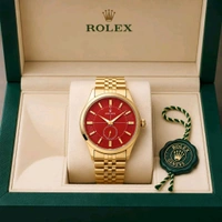 42mm Premium Analog Chronograph Watch for Men | Rust-Proof Gold Stainless Steel