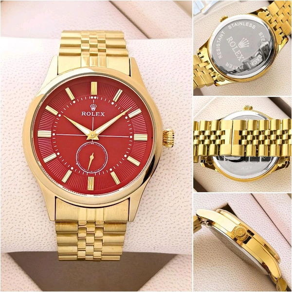 42mm Premium Analog Chronograph Watch for Men | Rust-Proof Gold Stainless Steel
