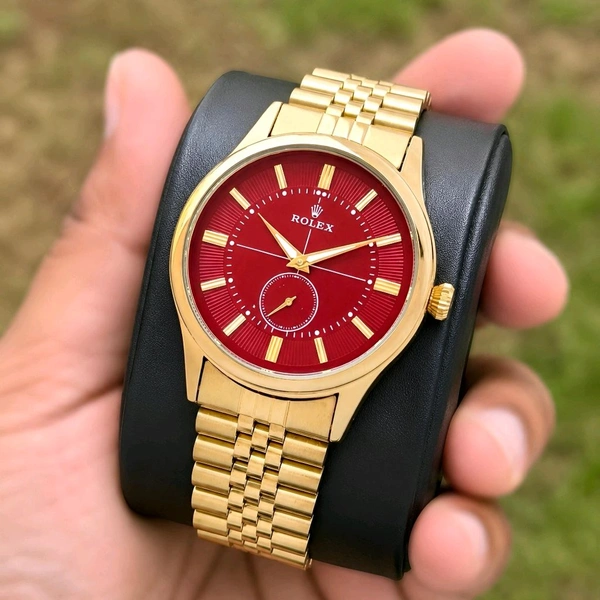 42mm Premium Analog Chronograph Watch for Men | Rust-Proof Gold Stainless Steel