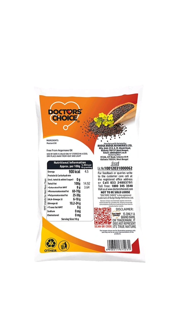 Doctor Choice Khachi Ghani Mustard Oil - 1l-910g