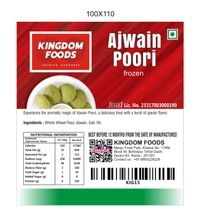Kingodm Foods Ajwain Poori (Frozen) (28 Gram/Pc) – 10 Pieces/ 1Pack