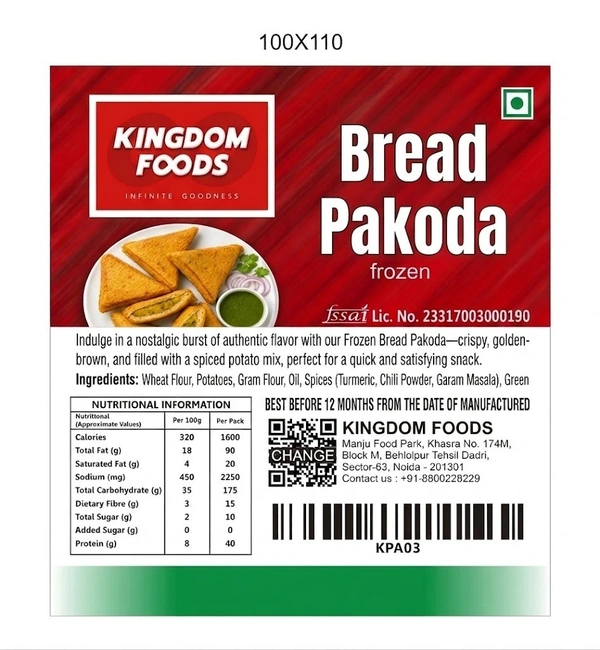 Kingodm Foods Bread Pakoda (Frozen) (70 Gm/Pc) – 1 Kg