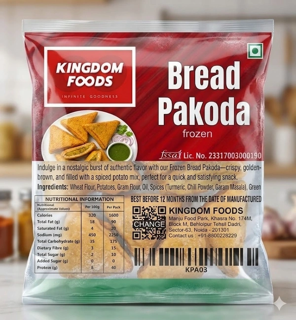 Kingodm Foods Bread Pakoda (Frozen) (70 Gm/Pc) – 1 Kg