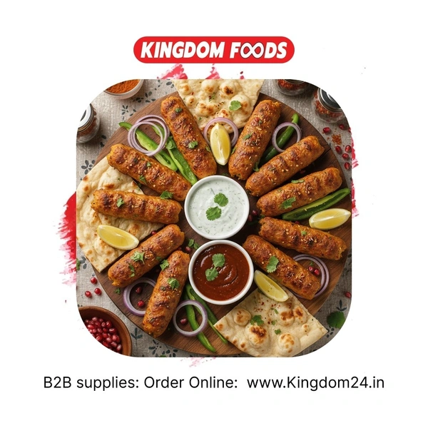 Kingodm Foods Mutton Seekh Kebab (Frozen) (90 Gm/Pc) – 1 Kg