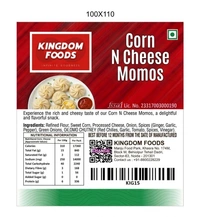 Kingodm Foods Corn N Cheese Momos (Frozen) (30 Gm/Pc) – Handcrafted, 33 Pcs