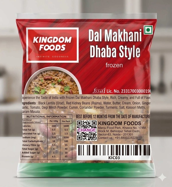 Kingodm Foods Dal Makhani Dhaba Style (Frozen) –1Kg/ Pack