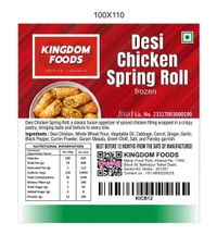 Kingodm Foods Desi Chicken Spring Rolls (Frozen) (100 Gram/Pc) – 10 Pieces/ Pack