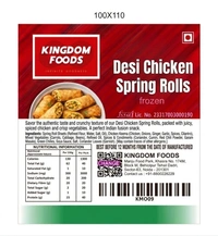 Kingodm Foods Desi Chicken Spring Rolls (Frozen) (100 Gm/Pc) – Pack of 10 Pieces, 1 Kg