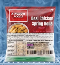 Kingodm Foods Desi Chicken Spring Rolls (Frozen) (100 Gm/Pc) – Pack of 10 Pieces, 1 Kg