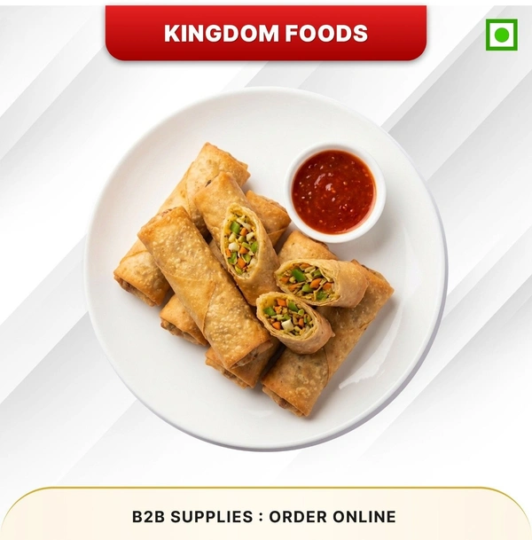 Kingodm Foods Desi Veg Spring Rolls (Frozen) (100 Gm/Pc) – Pack of 10 Pieces, 1 Kg