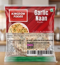 Kingodm Foods Garlic Naan (Frozen) (80 Gm/8 inch/Pc) – Pack of 4 Pieces, 1 Packet