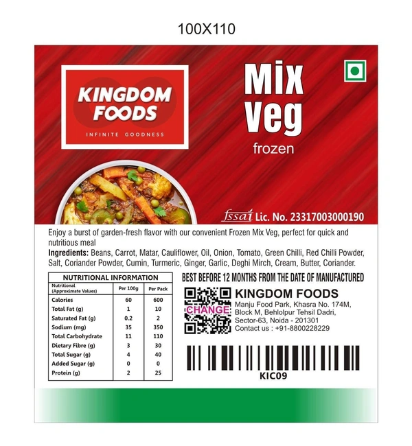 Kingodm Foods Mix Veg (Frozen) – 1 Kg