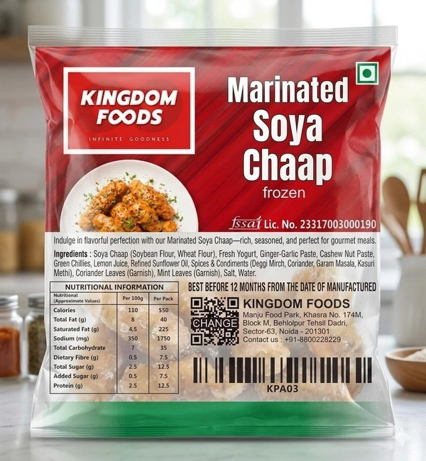 Kingodm Foods Marinated Soya Chaap (Frozen) (100 Gm/Pc) – 1 Kg