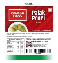 Kingodm Foods Palak Poori (Frozen) (28 Gm/Pc) – Pack of 10 Pieces, 1 Packet