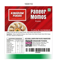 Kingodm Foods Paneer Momos (Frozen) (30 Gm/Pc) – Handcrafted, 33 Pcs