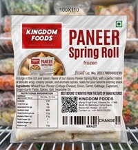Kingodm Foods Desi Paneer Spring Rolls (Frozen) (100 Gm/Pc) – Pack of 10 Pieces, 1 Kg