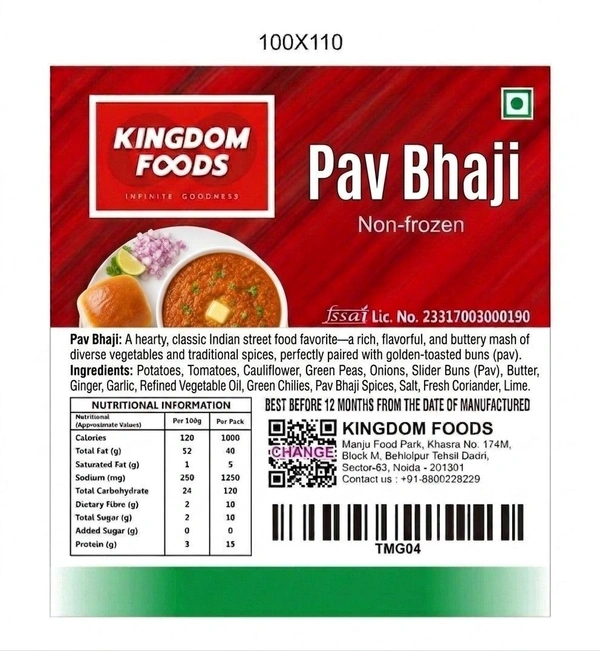 Kingodm Foods Pav Bhaji (Non Frozen) – 300 Gm/Pc