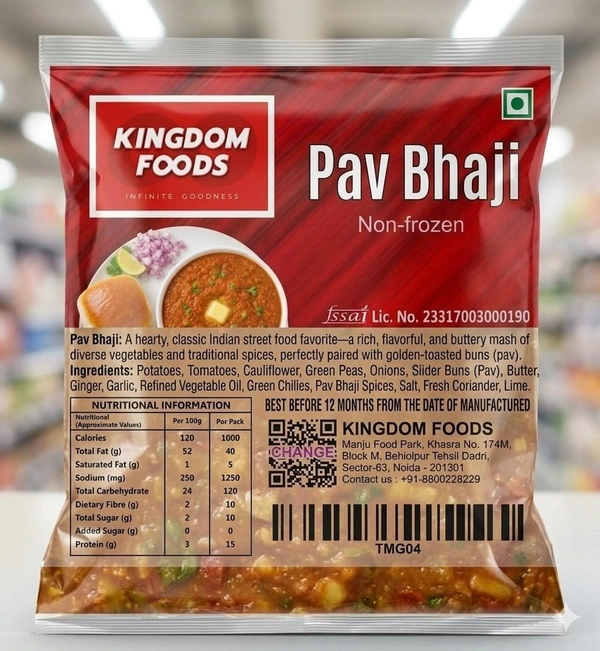 Kingodm Foods Pav Bhaji (Non Frozen) – 300 Gm/Pc