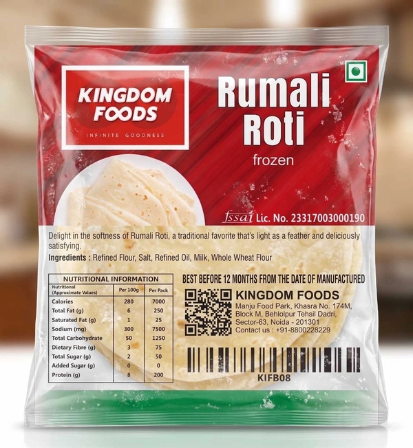 Kingodm Foods Rumali Roti (Frozen) (30 Gram/Pc) – 30 Pieces/ 1Pack