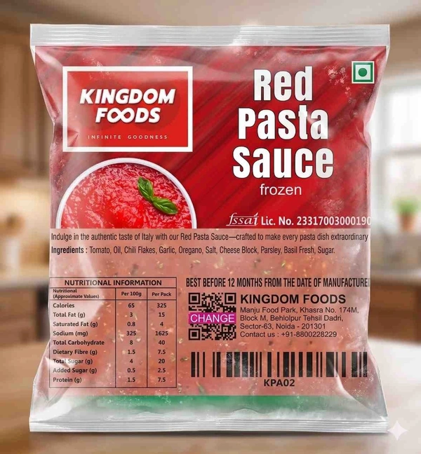Kingodm Foods Red Pasta Sauce (Frozen) – 1Kg/ Pack