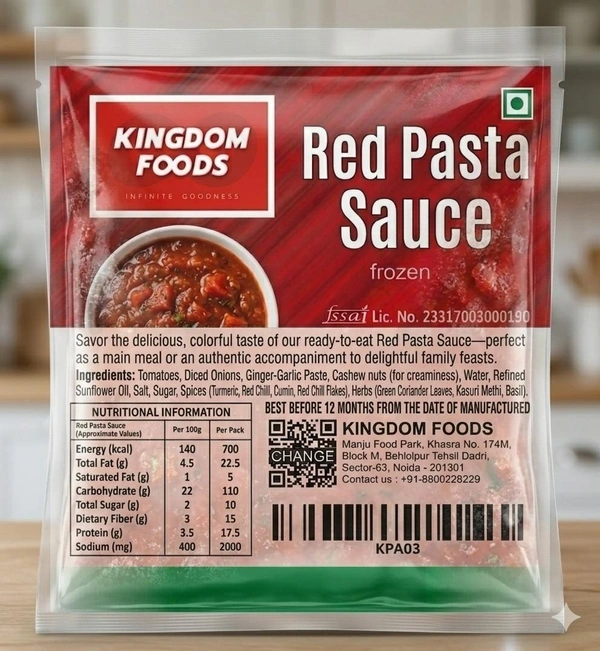 Kingodm Foods Red Pasta Sauce (Frozen) – 1 Kg