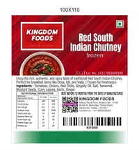 Kingodm Foods Red South Indian Chutney (Frozen) – 1 Kg