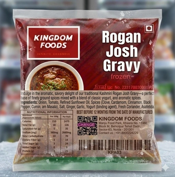Kingodm Foods Rogan Josh Gravy (Frozen) – 1 Kg